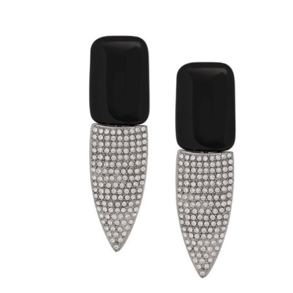 Saint Laurent smoking clip on crystal earrings